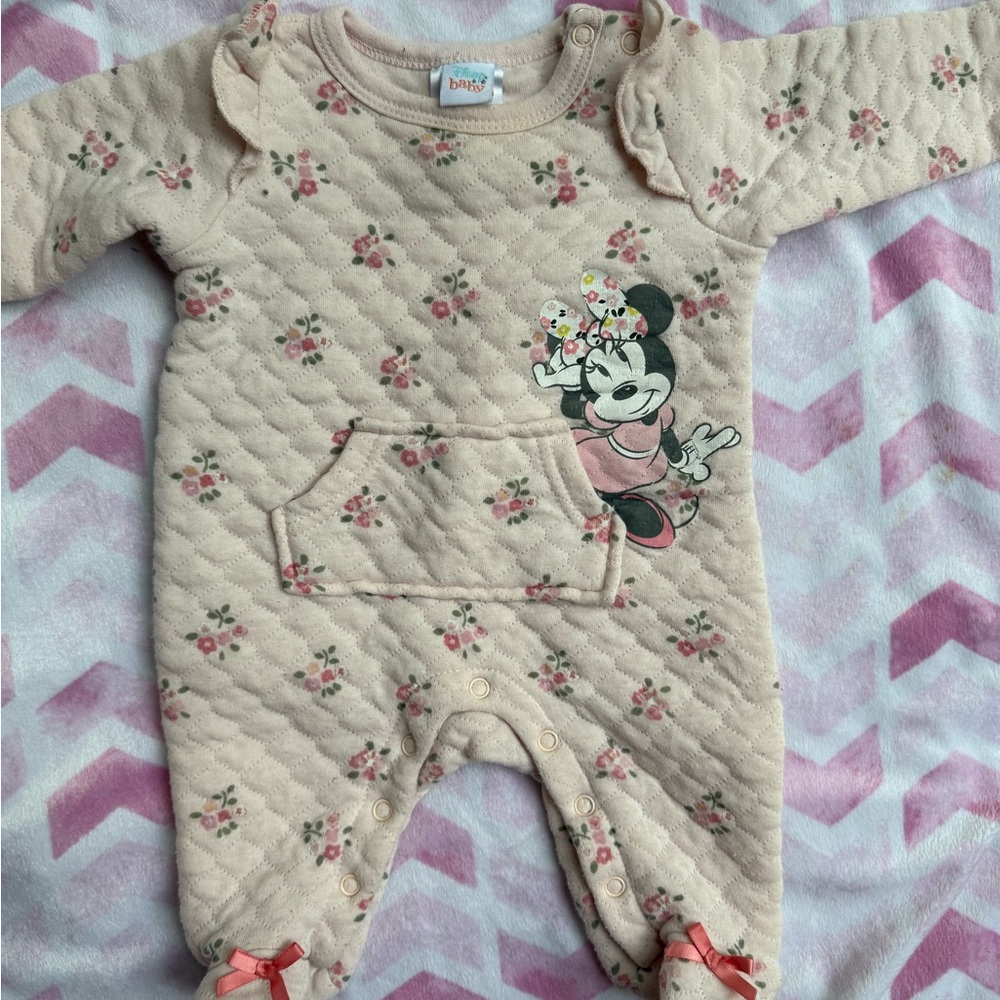 Disney baby minnie mouse footed onesie